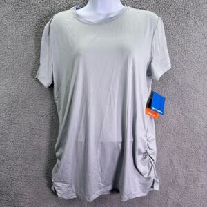 Columbia Omni-Wick Womens‎ XL Gray Striped Hiking T-Shirt UPF Sun Protection Top